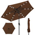 7.5ft Solar Patio Umbrella with Tilt, Crank, LED Lights S79541