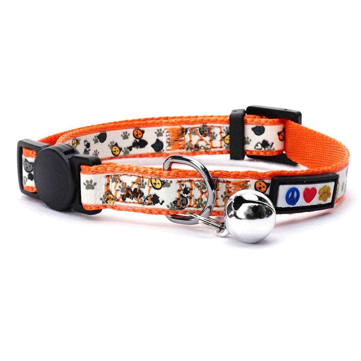 Cat Collar with Safety Buckle and Removable Bell W1059