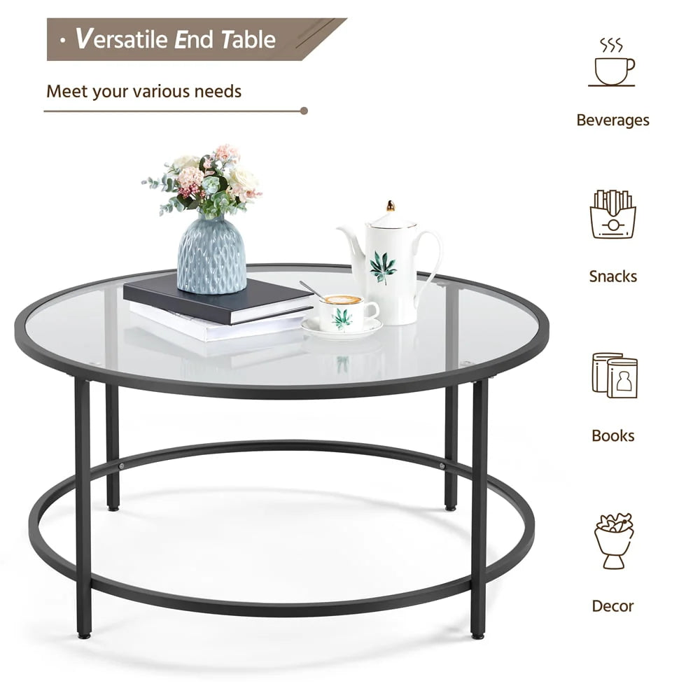 Round Glass-Top Coffee Table E82880