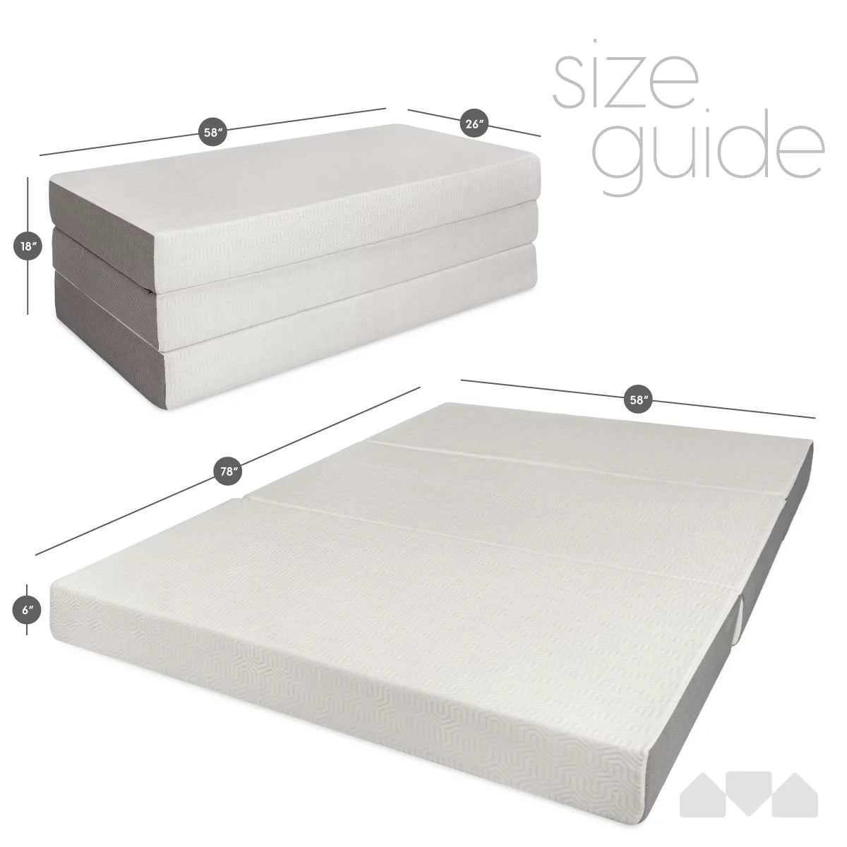 6-Inch Memory Foam Tri Folding Mattress Full Size X688815