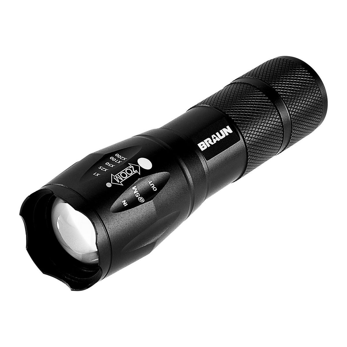 Black Tactical LED Flashlight E89785