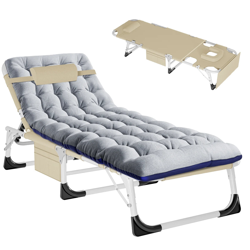 Portable Folding Camping Cot Bed with Mattress & Pillow L5783