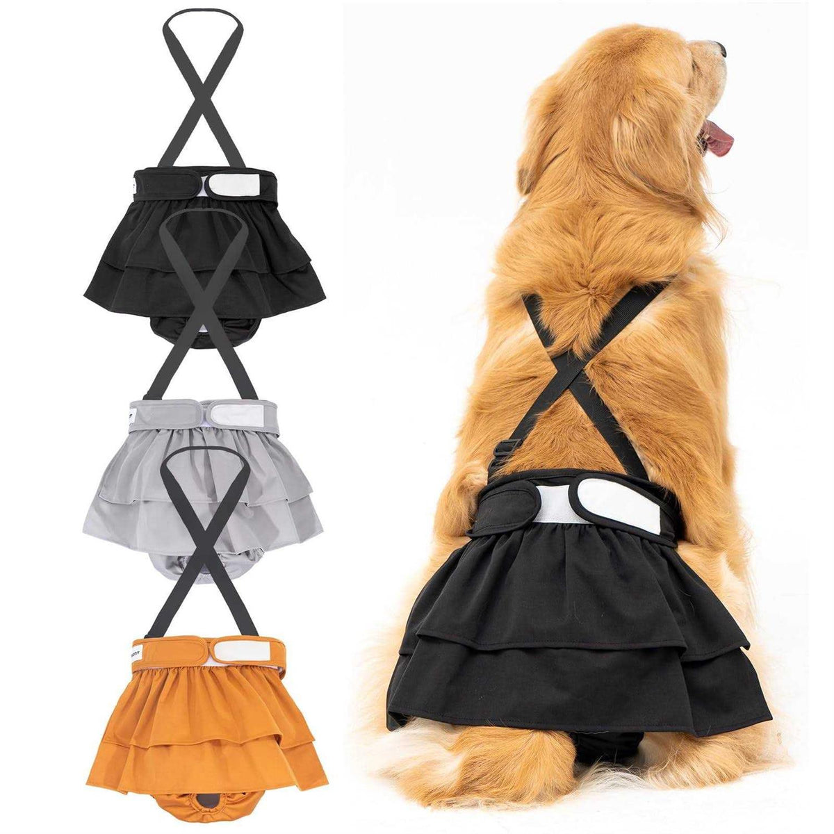 Washable Female Dog Diaper with Suspender 3 Pack I51889