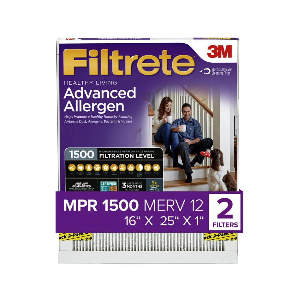 16x25x1 Air Filter, MERV 12, 2 Filters J326060