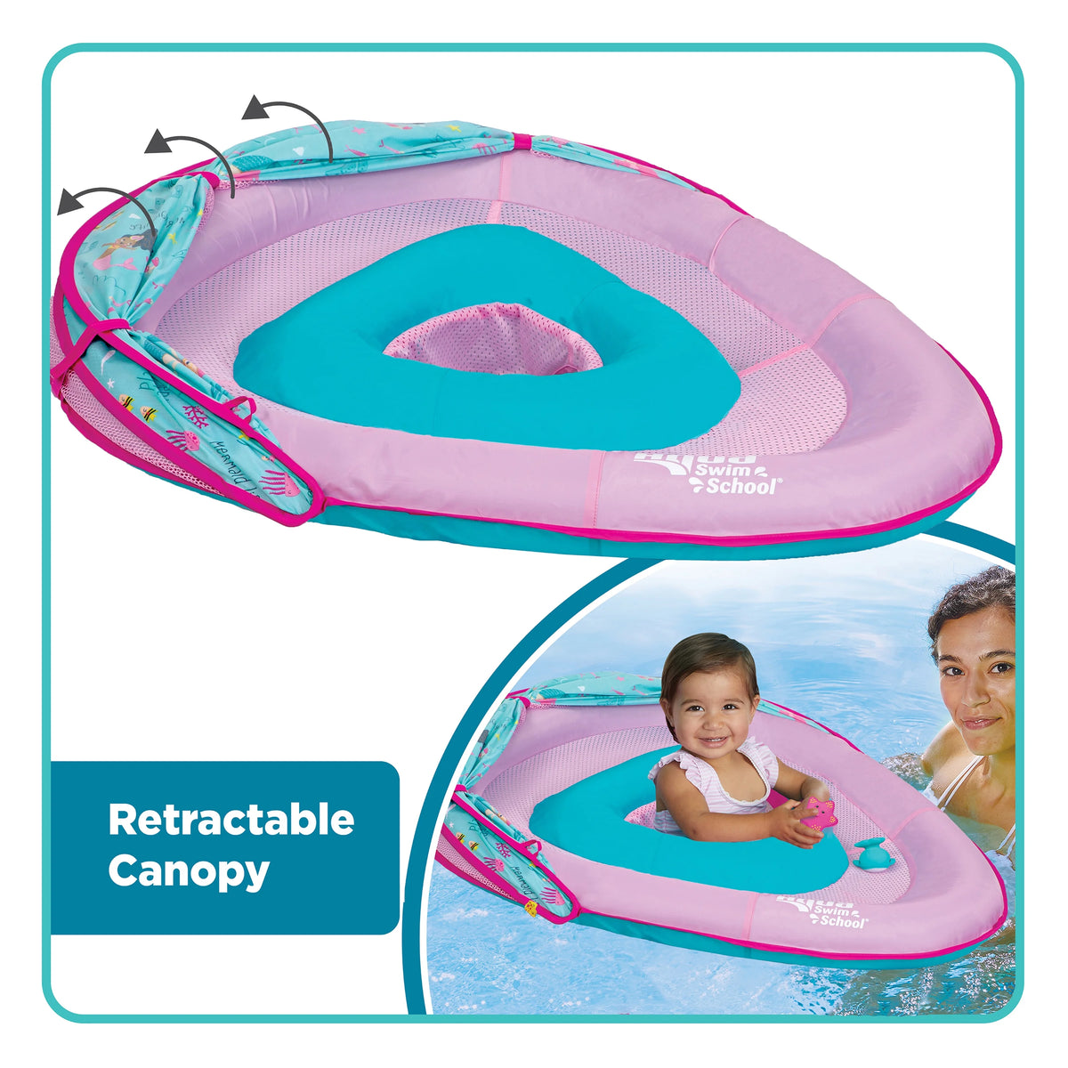Pink Baby Pool Float Boat with 2 Toys D571839