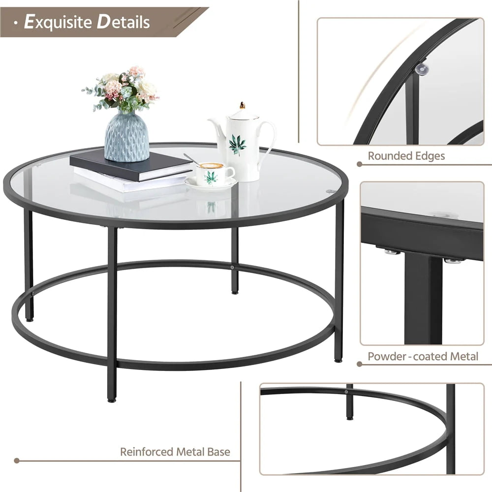 Round Glass-Top Coffee Table E82880