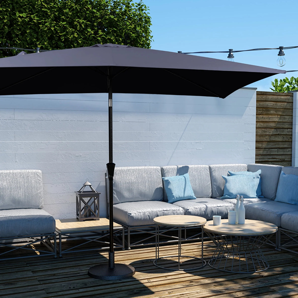 6.5' x 10' Rectangular Beige Patio Umbrella A46027