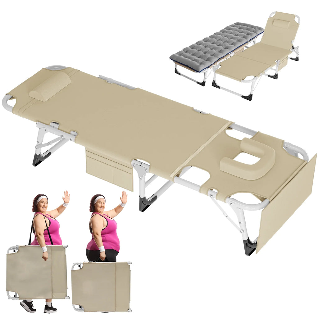 Portable Folding Camping Cot Bed with Mattress & Pillow L5783