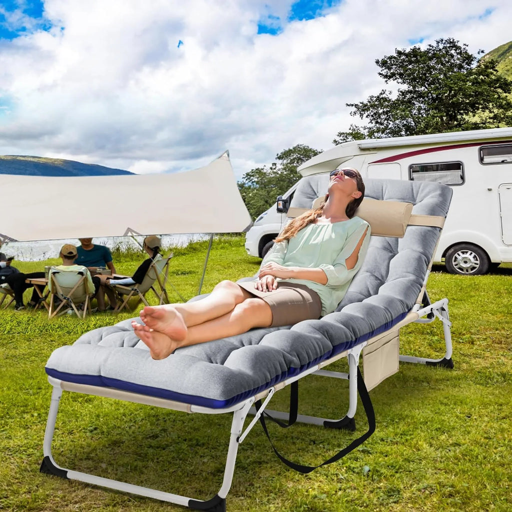 Portable Folding Camping Cot Bed with Mattress & Pillow L5783