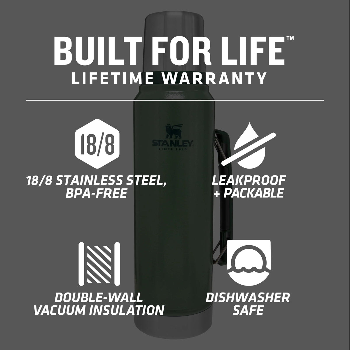 Stainless Steel Vacuum Insulated Thermos Bottle 1.1 qt S74101