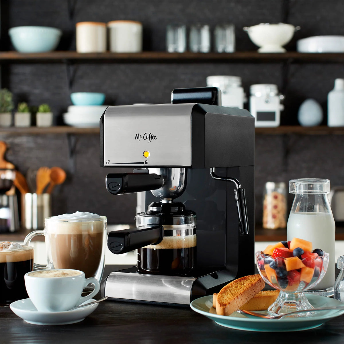 Automatic Espresso and Cappuccino Machine, 20 oz, Silver O46304