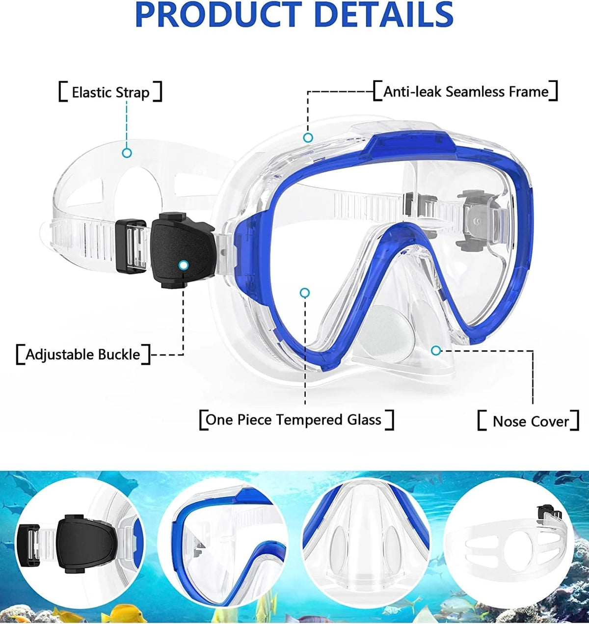 Adult Anti Fog Tempered Glass Swim Goggles with Nose Cover I85247