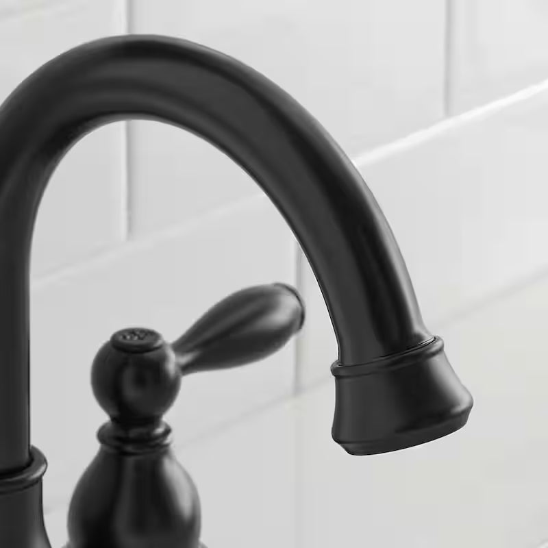 2-Handle High-Arc Bathroom Faucet in Matte Black A5828