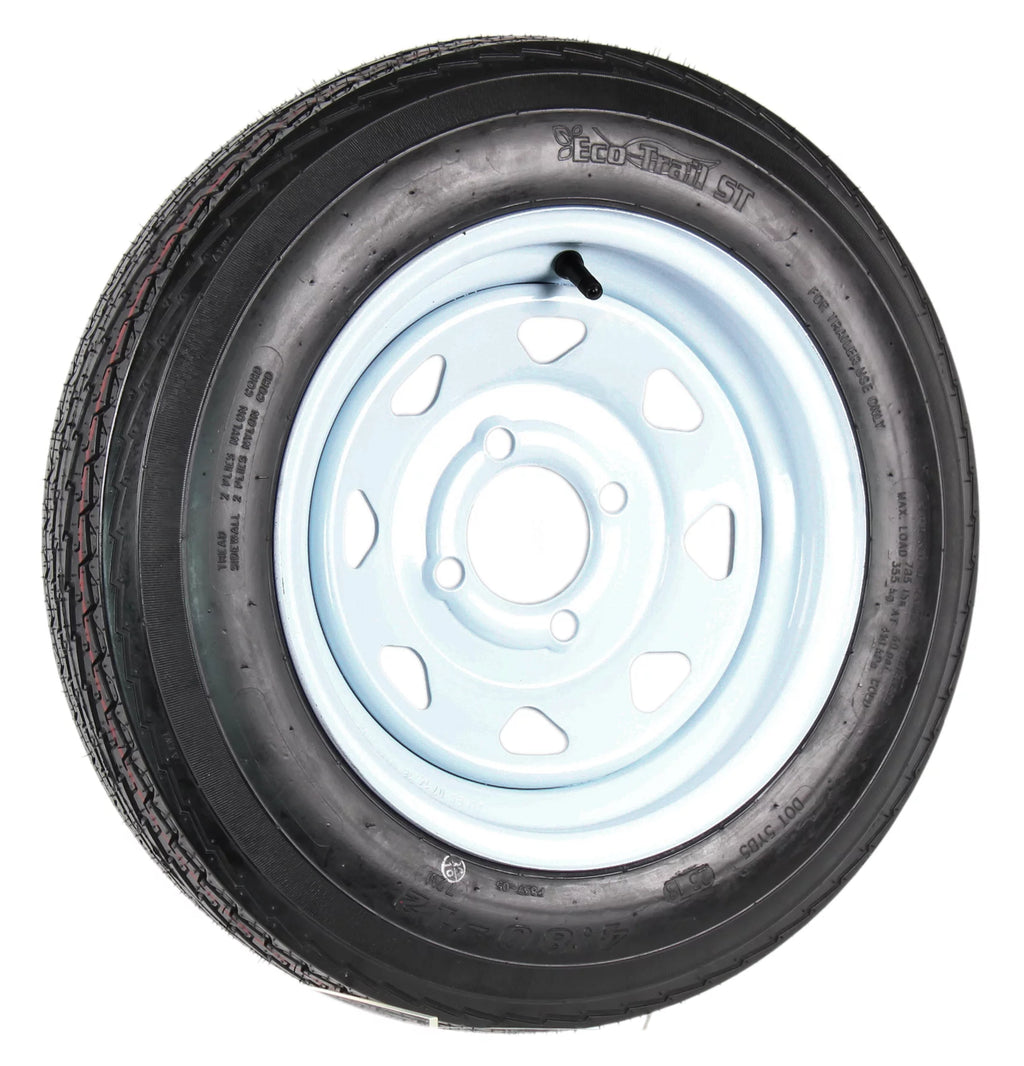 12" Trailer Tires On Rims 4 Lug White Spoke L635