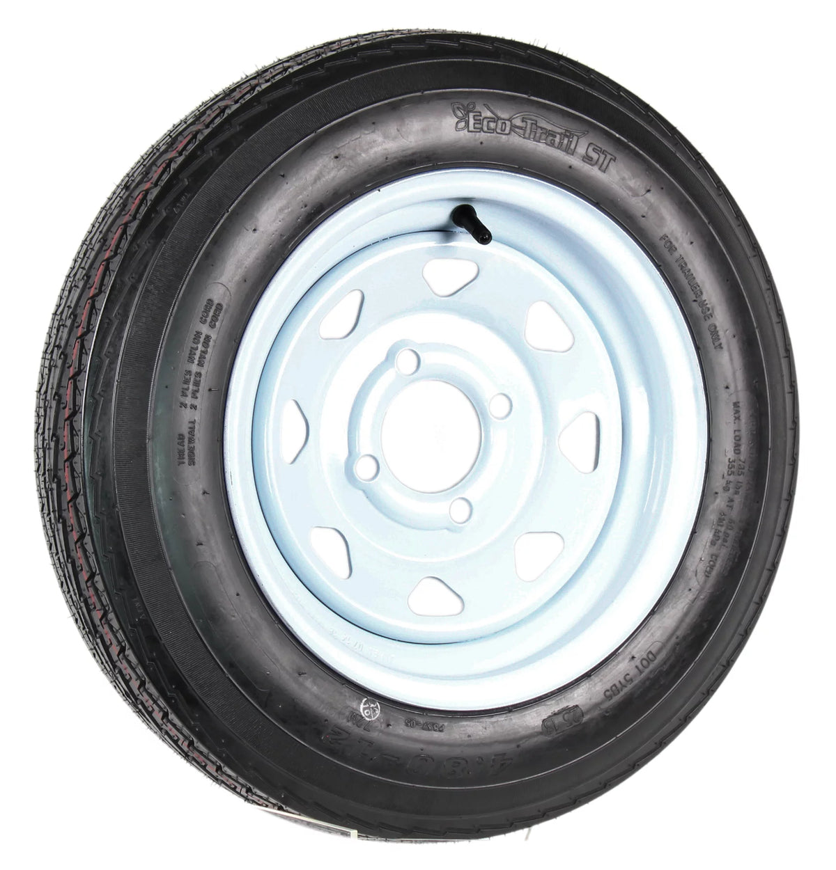 12" Trailer Tires On Rims 4 Lug White Spoke L635