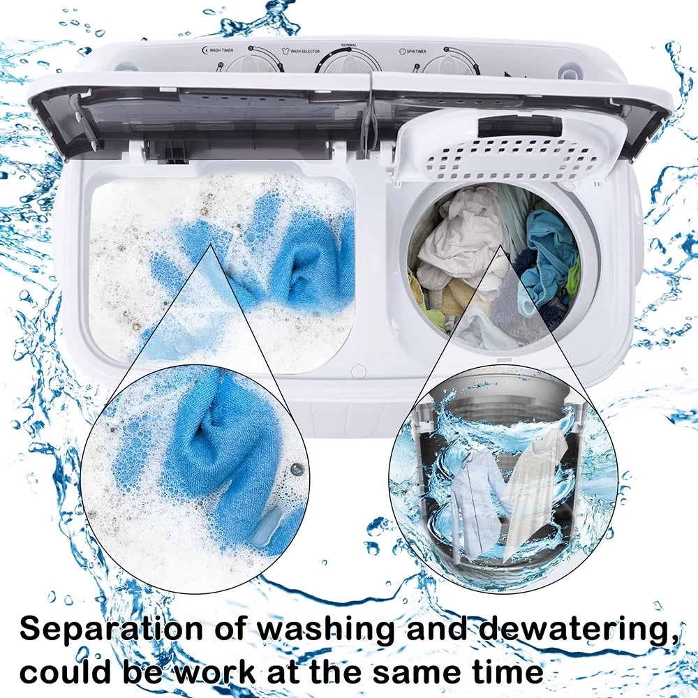 7.7lbs Semi-automatic Twin Tub Portable Washing Machine L8894