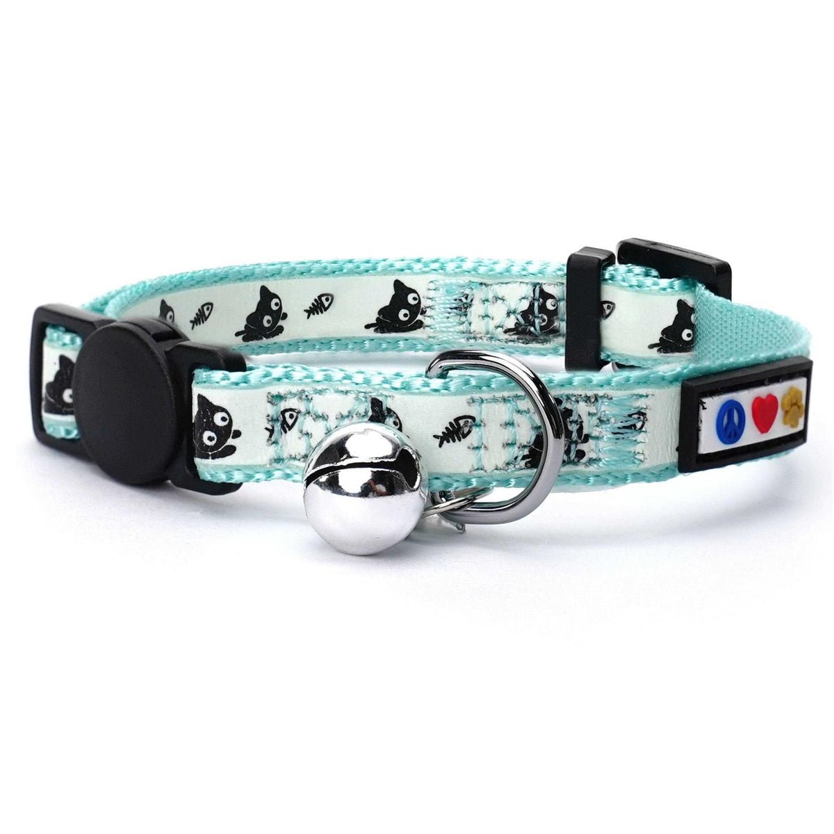 Cat Collar with Safety Buckle and Removable Bell W1059