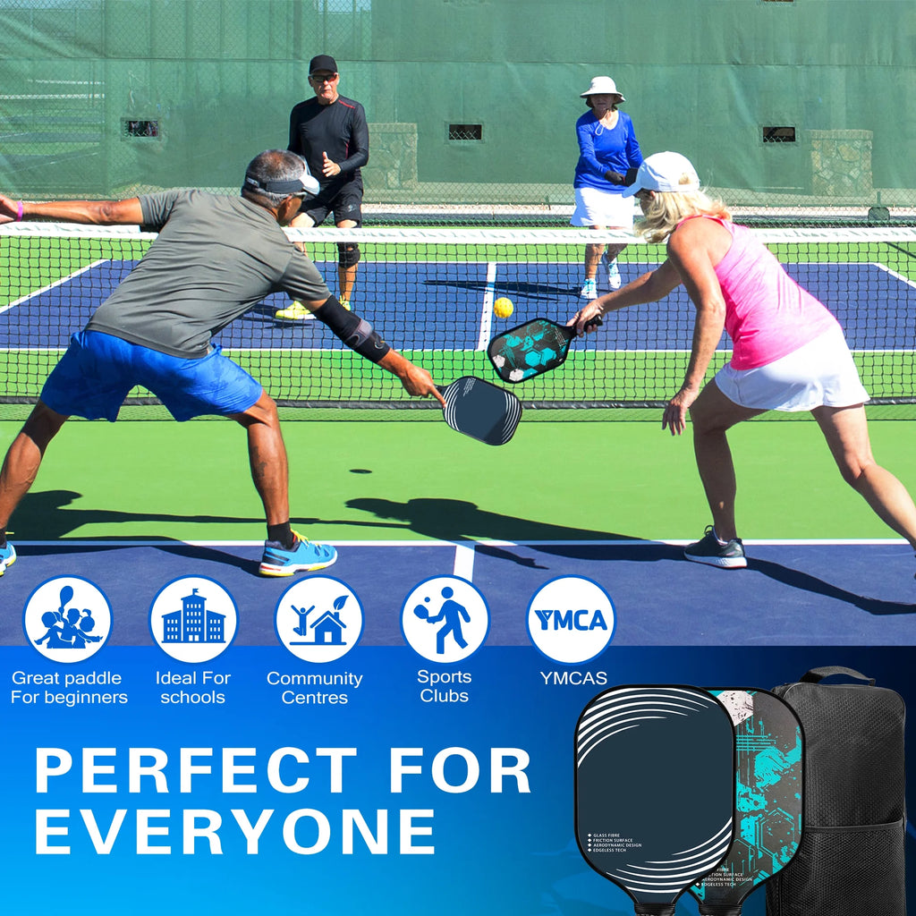 Lightweight Fiberglass Pickleball Paddles Set with 4 Balls I27526