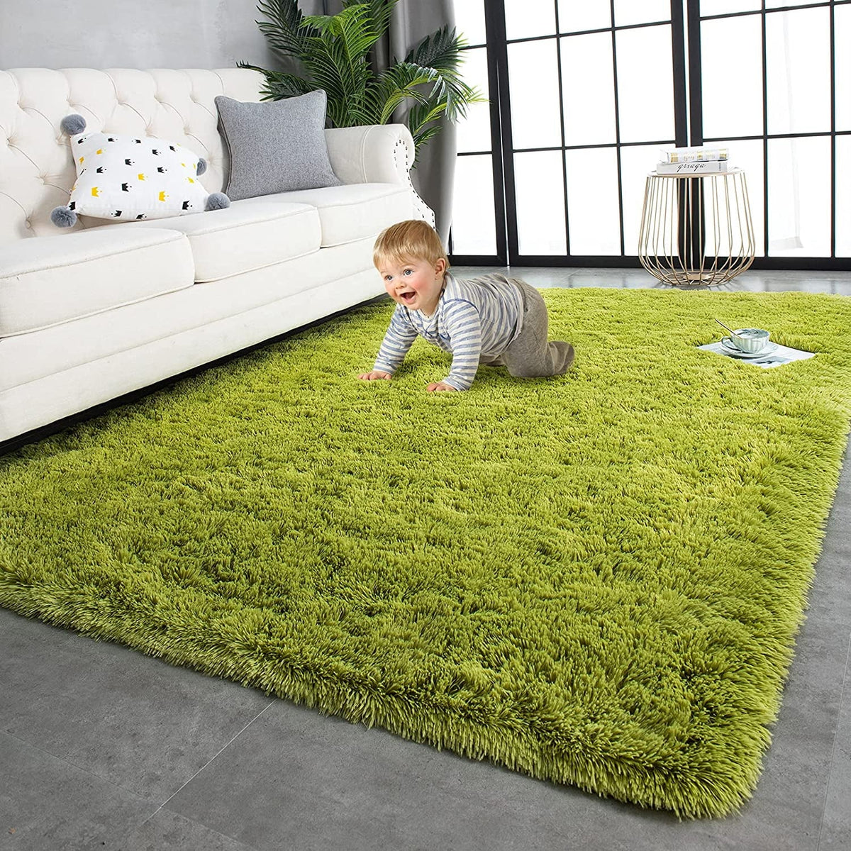 Super Soft Shaggy Area Rug 5'x8' Black Q165