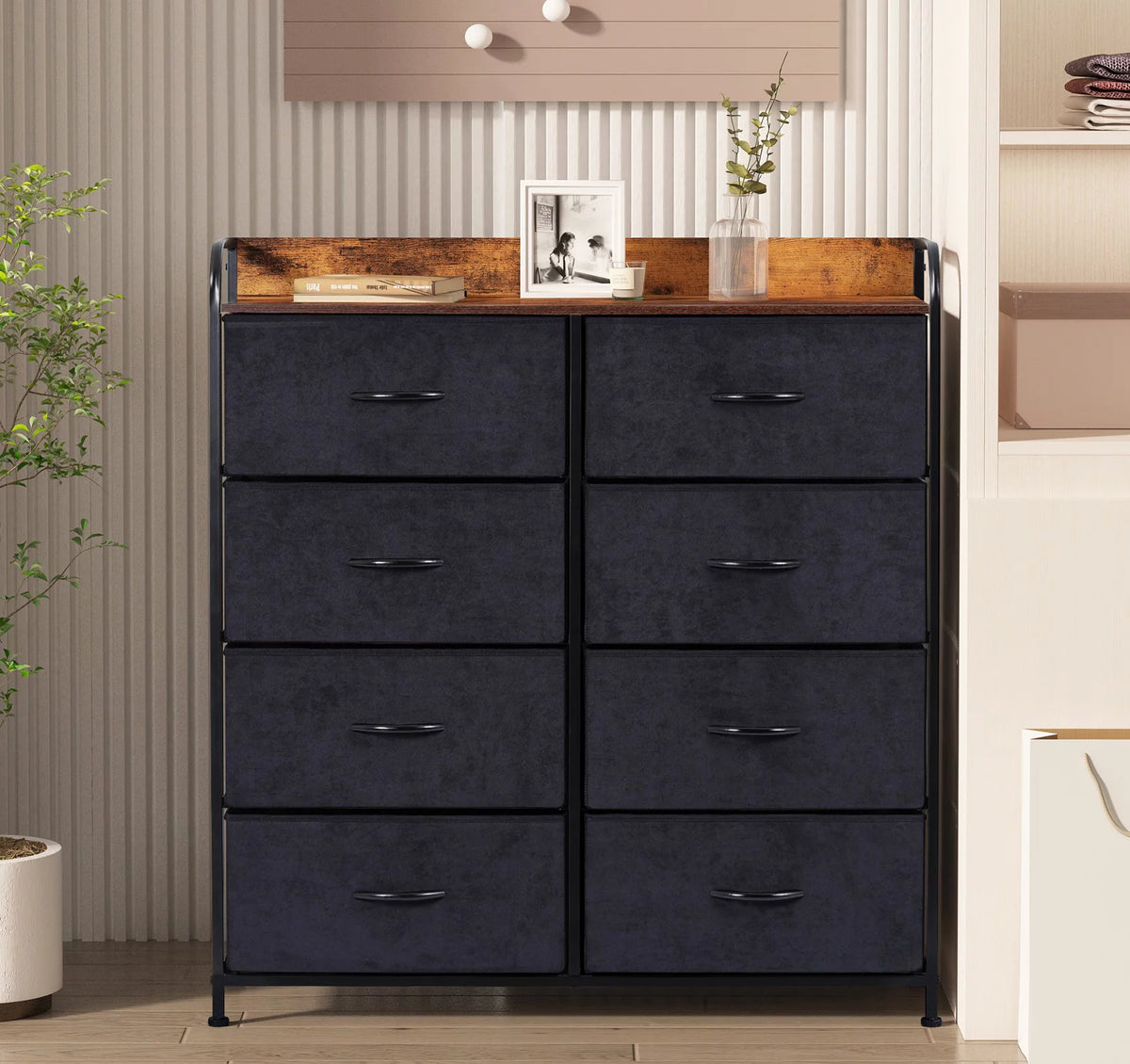 8 Drawer Dresser with Rustic Finish B588