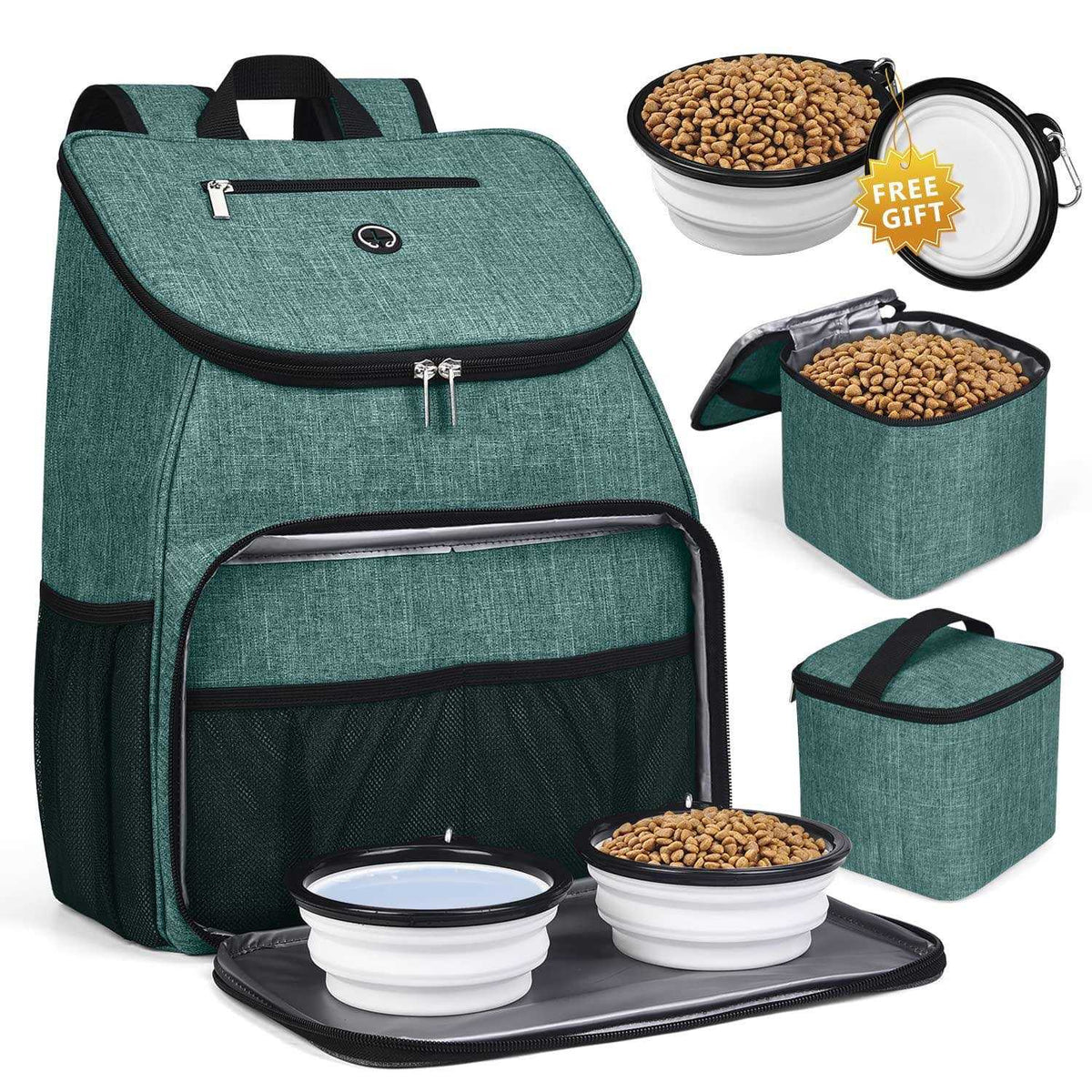 Airline Approved Dog Travel Backpack with 2 Bowls and 2 Food Baskets T841992