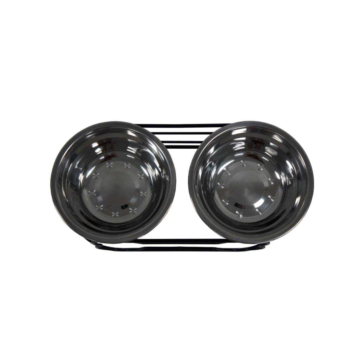 Wrought Iron Stand with Stainless Steel Feeder Bowls J1717