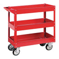 30 in. x 16 in. 3-Shelf Steel Service Cart, Red S92849