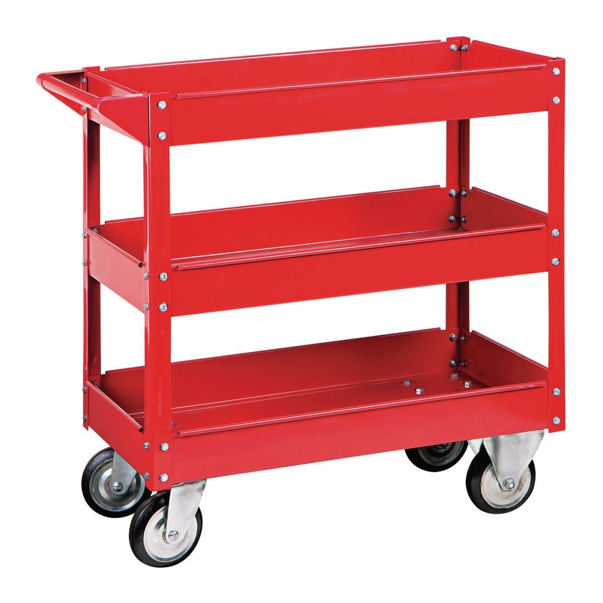 30 in. x 16 in. 3-Shelf Steel Service Cart, Red S92849
