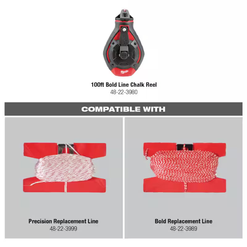 100 ft. Chalk Reel Kit with Red Chalk and 25 ft. Tape Measure T37727