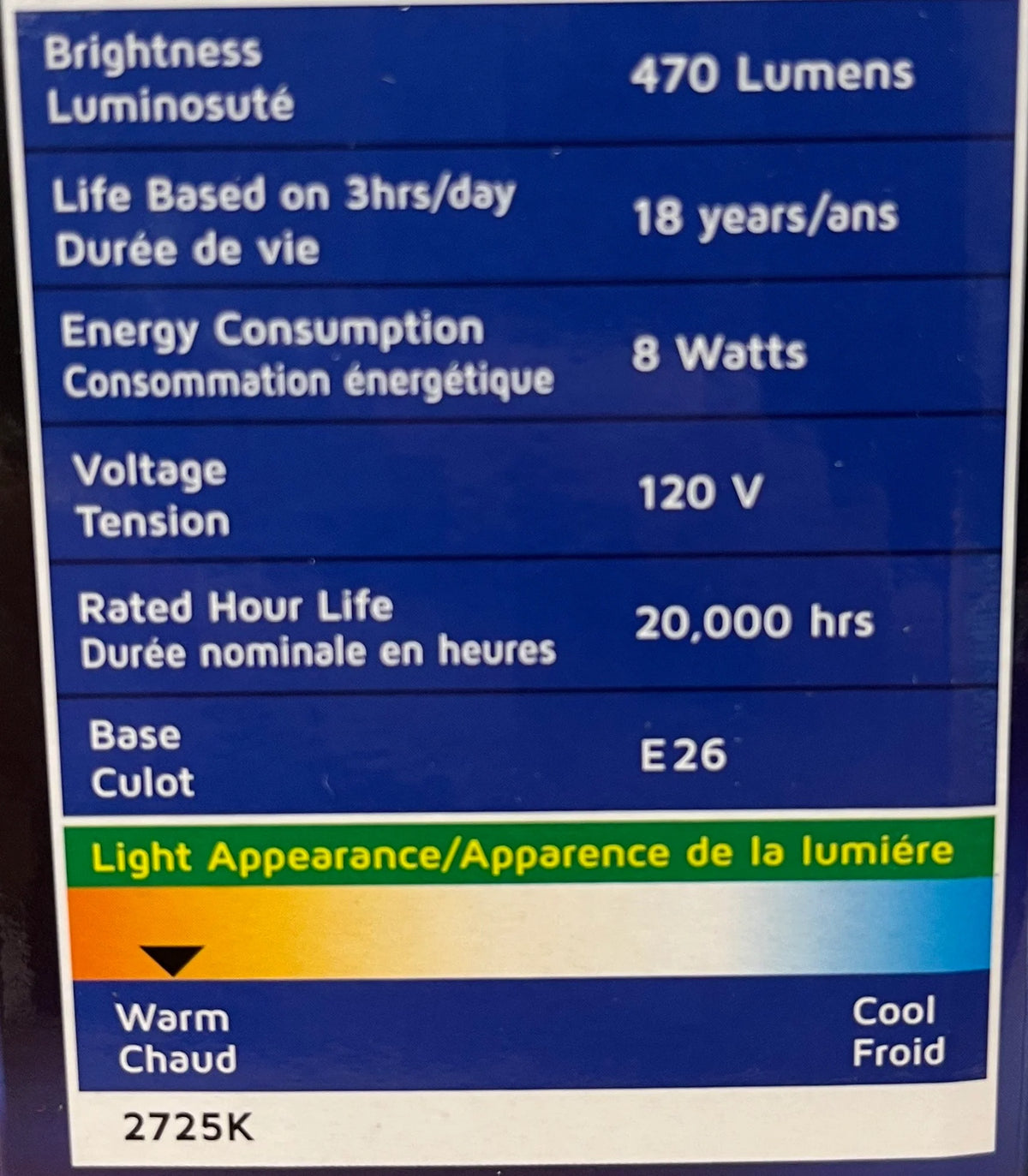 LED A19 8W Dimmable Warm Bulb H4489