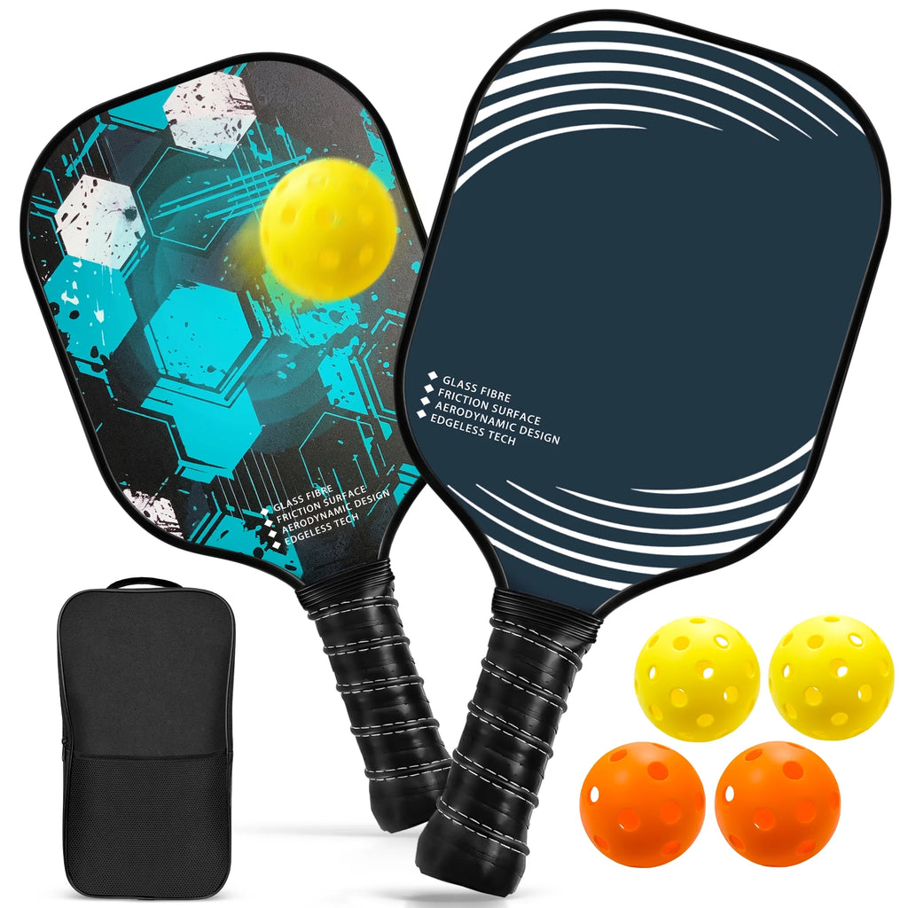 Lightweight Fiberglass Pickleball Paddles Set with 4 Balls I27526