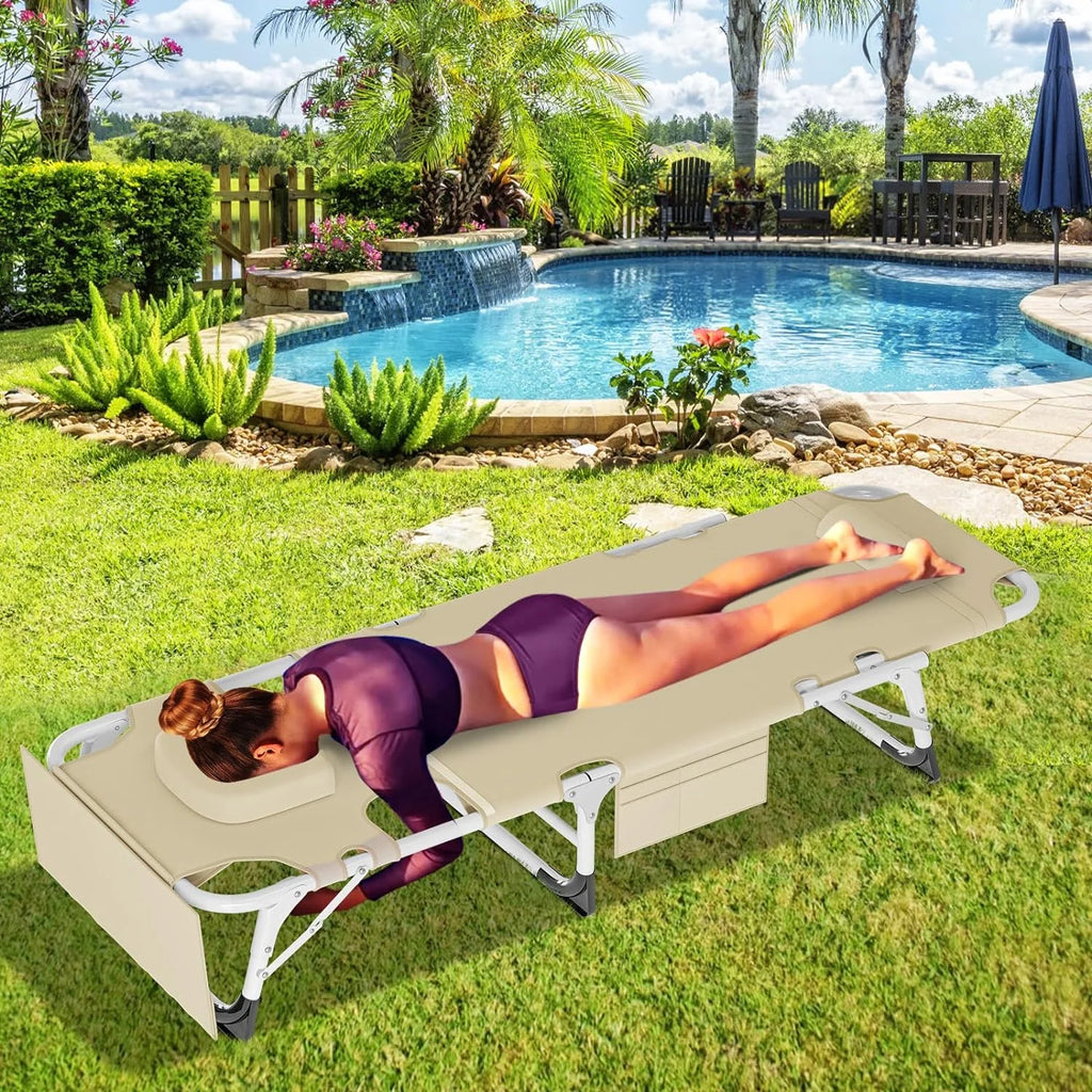 Portable Folding Camping Cot Bed with Mattress & Pillow L5783