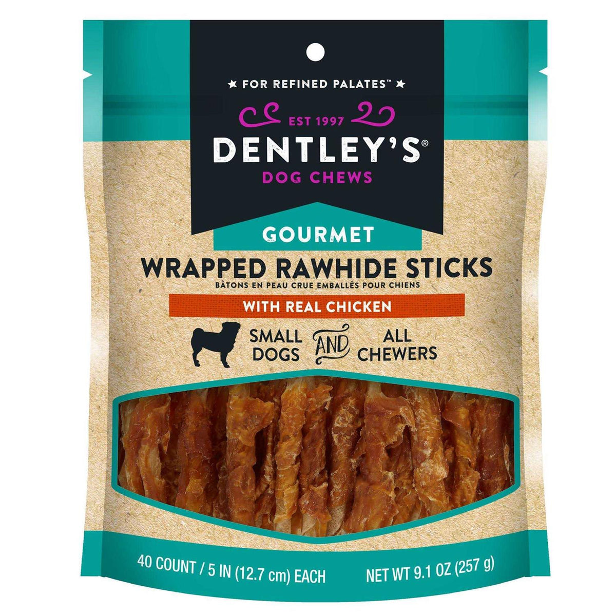 5 Wrapped Rawhide Sticks Dog Treats Chicken V944