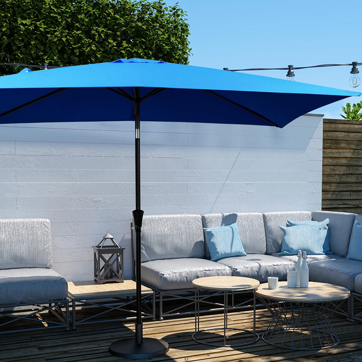 6.5' x 10' Rectangular Beige Patio Umbrella A46027