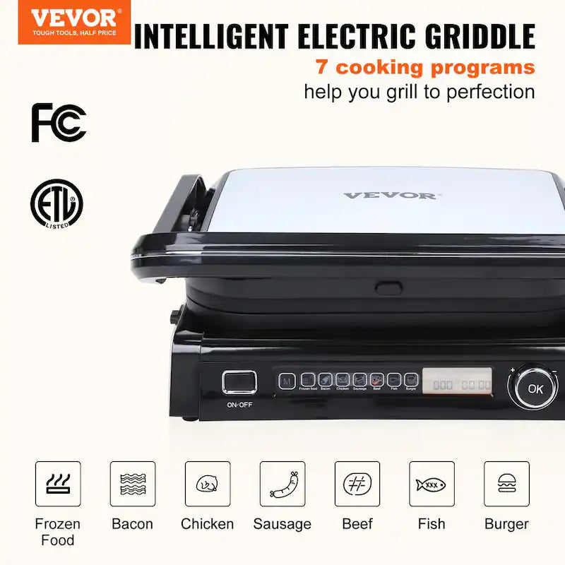 Commercial Electric Griddle 1800-Watt Stainless Steel Grill V558130