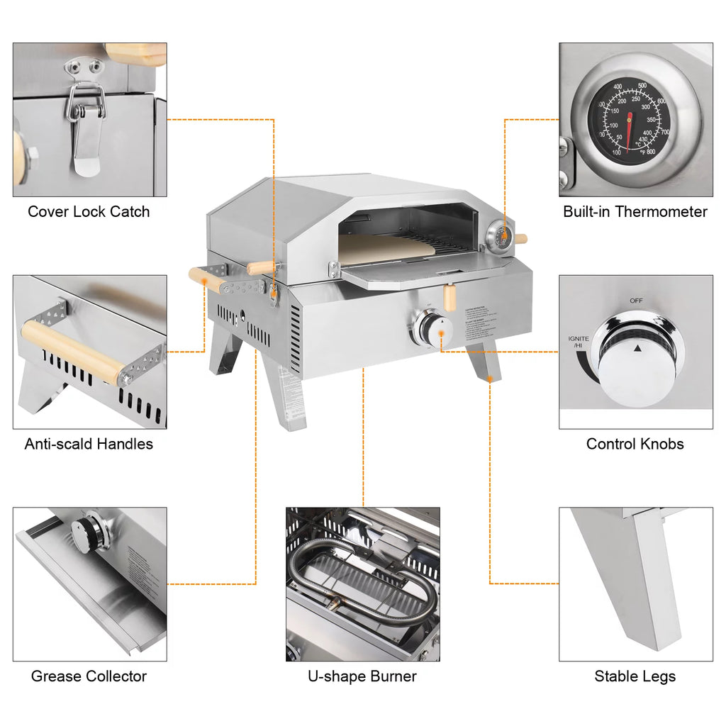 2-in-1 Portable Stainless Steel Pizza Oven and Propane Grill Y385